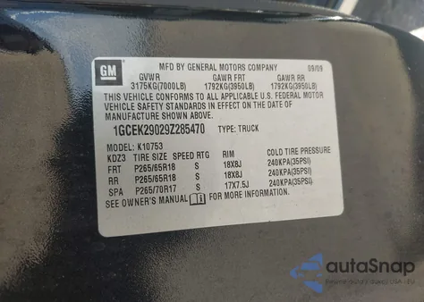 2009 Chevrolet Silverado 1500 Lt from USA, damaged, VIN 1GCEK29029Z285470